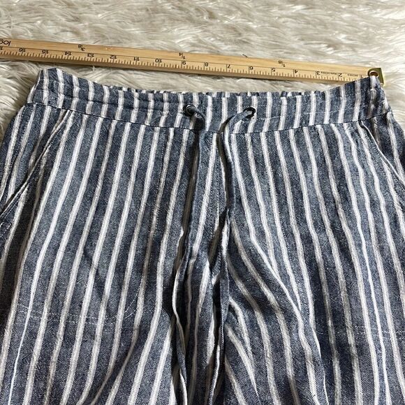 For Cynthia pants womens Sz Small striped  Linen blend drawstring Pull on light - Picture 6 of 12